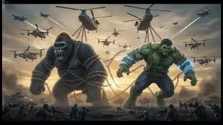 King Kong and Hulk clash with the army - A battle that destroys a major city.