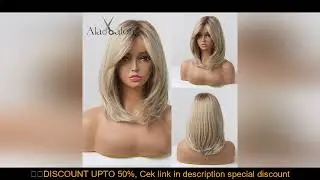 ALAN EATON Layered Synthetic Wigs with Bangs Straight Short Highlights Blonde Hair Wig with for Wome