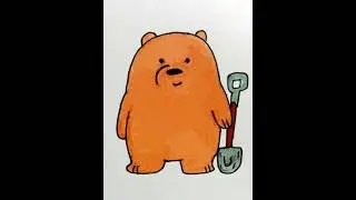 🤎Cute and Easy Grizz From We Bare Bears Drawing🤎