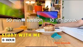 6-HOUR STUDY WITH ME 📚 50 Day Challenge Day 14/50 | Soft Rain Noise | Pomodoro 50-10