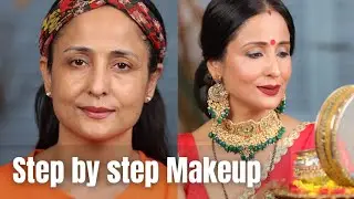 STEP BY STEP MAKEUP TUTORIAL 4 BEGINNERS | EASIEST EYESHADOW LOOK | Natural Makeup Look #karwachauth