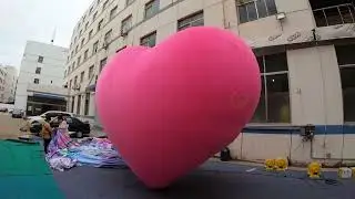 Hanging inflatable props peace sign pink heart flower model with led lighting
