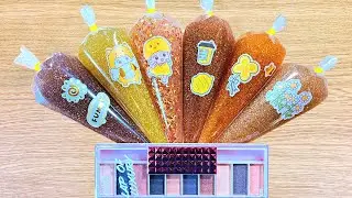 Piping Bags MAKEUP Slime Mixing | Bronze Glitter and Eyeshadow Slime | Satisfying Slime Video | ASMR