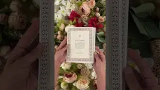 Classic Sikh Indian wedding card with stunning inlay work on the borders I The Wedding Card Company