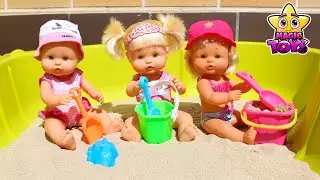 HERMANITAS TRAVIESAS Naia y Alice y Nenuco SUMMER se bañan en la PISCINA y juegan en la ARENA