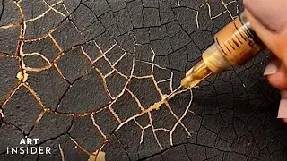 Artist Injects Liquid Gold Into Textured Resin Artwork