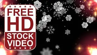 Free Stock Videos &ndash; abstract animated snowflakes falling on black background with stars