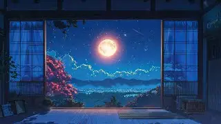 🌕 Full Moon Night Ambience | Lofi Jazz Piano for Deep Sleep, Anxiety Relief & Insomnia (1 Hour) 🌙