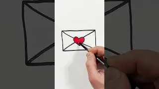 Heart Envelope Drawing and Painting for Kids #shortsvideo #painting #art #shorts