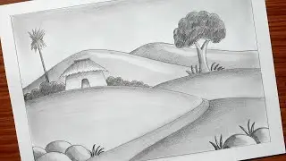 Pencil shade scenery drawing easy | Simple and easy pencil drawing | Nature drawing easy |