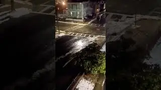 Snow blocking sewer causing street flooding violating a city ordinance #violation #flooding #snow