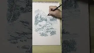 Fountain Pen Drawing | Riverside Landscape with Cottage &mdash; Step-by-Step Tutorial #painting #drawing