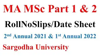 MA MSc Part 1 & 2 Annual 2022 & Supply 2021 Roll No Slips Date Sheet Sargodha University UOS MA MSc
