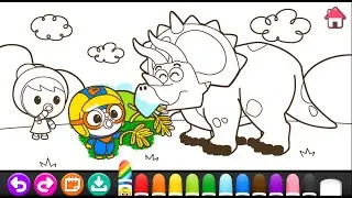22 Mewarnai Pororo Dan  Dinosaurus | Pororo Dinosaur Coloring Painting Drawing Art
