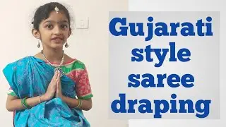 How to wear silk saree in Gujarati style / silk saree draping for kids