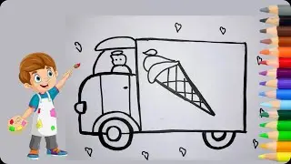 Ice Cream Truck Drawing #ice #icecream #icecreamart #iceart #truck #trucks #truckdriver #trucking