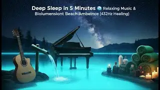 Deep Sleep in 5 Minutes 🌊 Relaxing Music & Bioluminescent Beach Ambience (432Hz Healing)