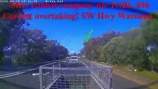 SRG Company ute SW Hwy  Illegal overtake on unbroken lines