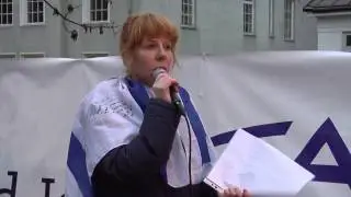 St&oslash;ttemarkering for Israel i Oslo 24/11/12: Cathrine Paulsen - opplevde terror-raketter