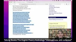 Talking Books: Lifelines Anthology on some of the best poems of all time. And a MAQ poem as well.