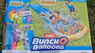 Set up 100 Water Balloons + 5 Metre Water Slide Wipeout