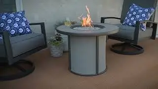 The Outdoor GreatRoom Company Stonefire Round Gas Fire Pit Table   Grey