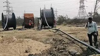 CABLE LAYING 220KV 1000Sq. mm#cable #cabletermination #substation #highvoltage