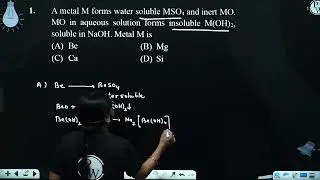 A metal M forms water soluble MSO4 and inert MO. MO in aqueous solution forms insoluble M(OH)2, ....