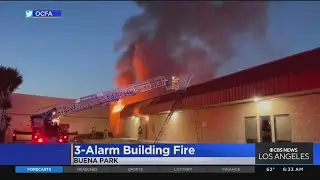 Firefighters stop 3-alarm fire at commercial building in Buena Park