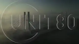 0453 Drone footage of Siekierkowski bridge in Warsaw, taken during a foggy day.
