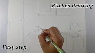 How to draw a Colorful Modular Kitchen || Art for beginners || Easy Kitchen Design