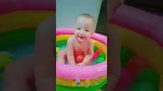 cute baby bathing in swiming pool #cute #cutest #reaction #playing #lifestyle #baby