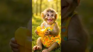 Baby Monkey Tries Mango For The First Time!