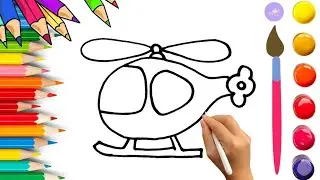 How To Draw cute Helicopter Drawing, Painting & Coloring For Kids and Toddlers_🌈🎨