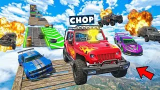 GTA 5 CHOP AND FROSTY JUMP FROM WOODEN MEGA RAMP CHALLENGE