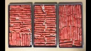 Removing watermelon from the freeze dryer