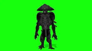 alien xeno crusher walking on green screen