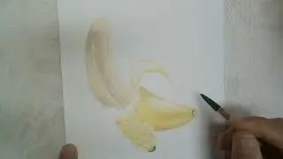 banana 🍌 drawing EP 160 #koreancalligraphy #수채캘리그라피 #postcard #watercolor #yelllow
