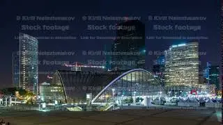Unique illuminated skyscraper timelapse in famous financial and business district of Paris - La