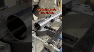 Evolution miter saw in real time cutting .075 wall 316l stainless steel after 100 cuts #mitersaw