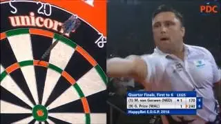 Michael van Gerwen 170 checkout vs Gerwyn Price - 2016 European Grand Prix Darts