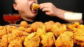 ASMR MUKBANG CRISPY FRIED CHICKEN & CHEESEBALLS