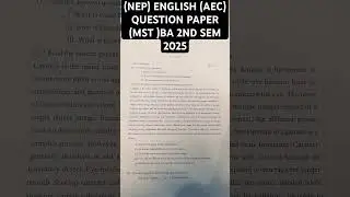 (NEP) ENGLISH (AEC) QUESTION PAPER (MST) BA 2ND SEM 2025