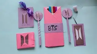 Bts Stationary Handmade Paper Craft // Pouch // pens//Wallet//Bookmark//Notebook//#bts #btscraft