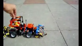 Lego Technic tractor with cultivator and roller, trekker met ploeg en landrol
