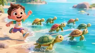 Ten Tiny Turtles Crawl Along | Slow and Steady Counting Song for Kids | Fun Turtle Rhyme