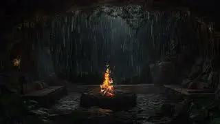 Echo Chamber of Dreams | Hypnotic Cave Rain & Ember Murmurs for Deep Sleep and Inner Calm 🌧️🔥