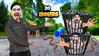 24 Hours in Mini Jail Challenge I can't get out of this cage for 24 hours. Will I Survive?