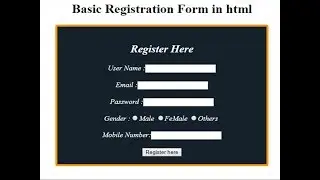 Basic Registration Form in html and Css | How to create basic registration form in html