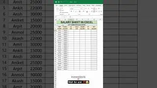 Sallery sheet-Excel 💯😱 #excel #excelsheet #computereducation #windows #computer #excelwork #viral